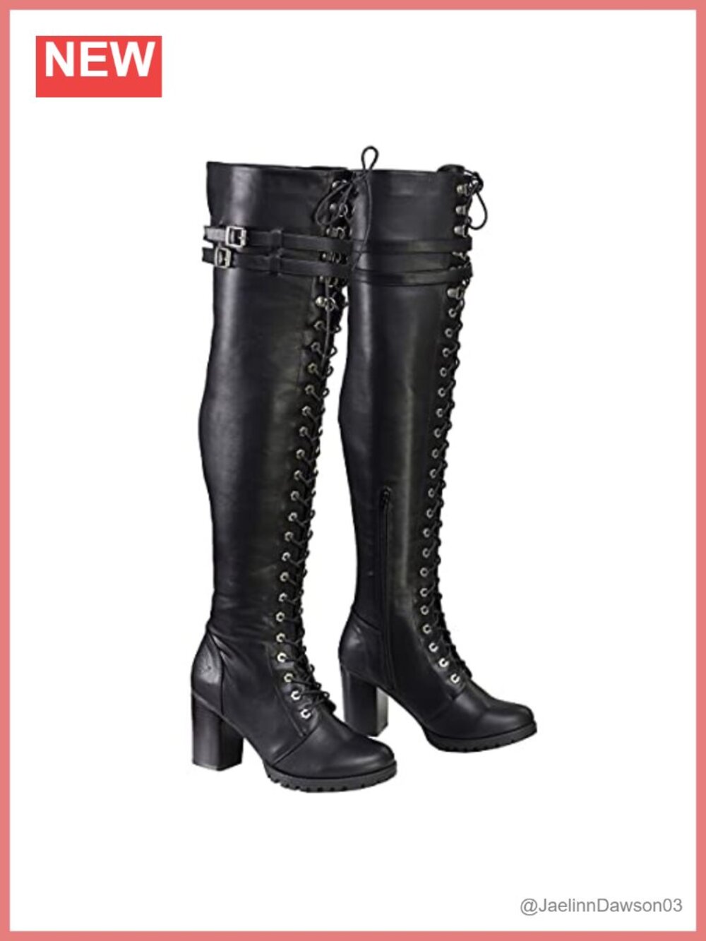 Faux Leather Above Knee Lace-Up Combat Boots Buckle Straps